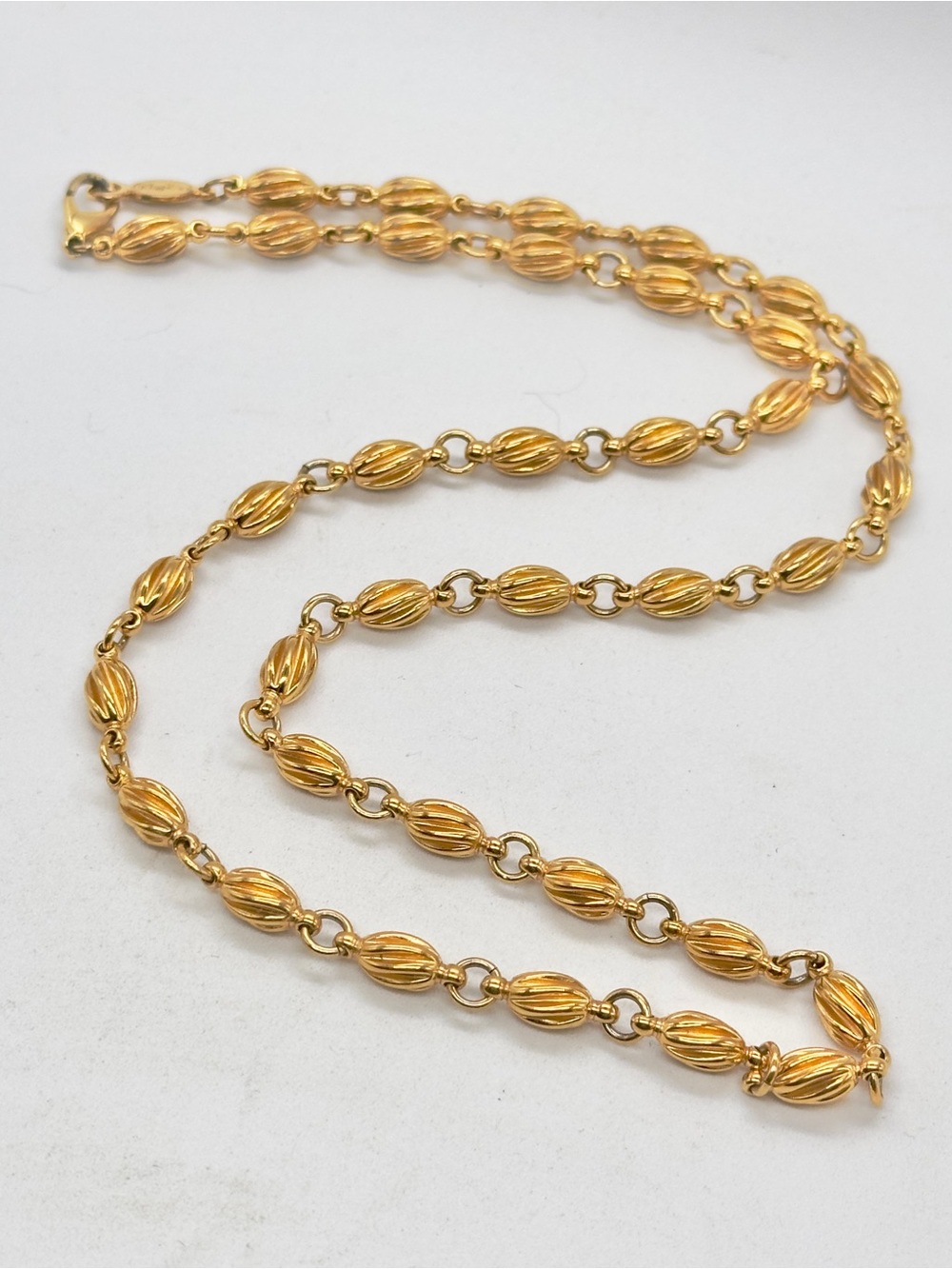 Vintage Napier Gold Tone Bead Link Necklace Heavy Textured